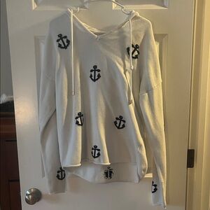 Rachel Zoe White Anchor Print Hoodie